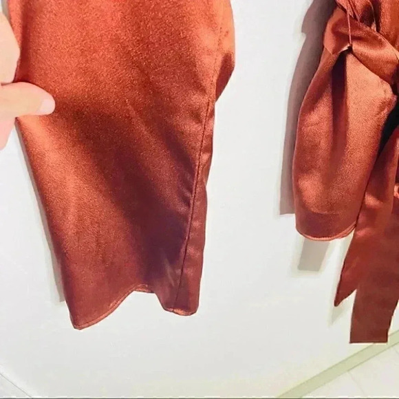 The Jetset Diaries Leo Wrap Top in Copper Satin Medium - Picture 7 of 10
